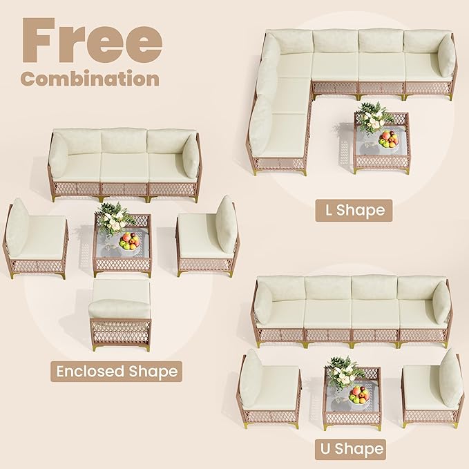 Pamapic 7-Piece Wicker Outdoor Furniture Set, Boho Sectional Sofa Patio - Image 4