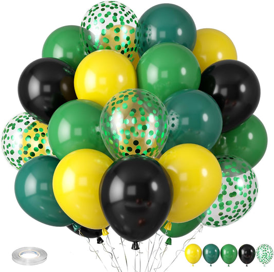 Green and Yellow Balloons, Tractor Football Sport Theme Balloon, Black Yellow Vintage Dark Green Balloons Green Confetti Balloon for Man Boy Birthday Baby Shower Party Decoration