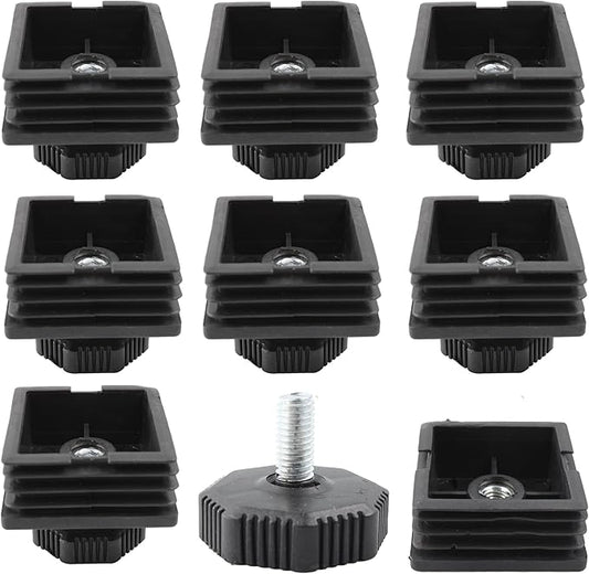 8Pcs Adjustable Leveling Feet 50 x 50mm Square Insert Kit Furniture Glide by Unknown