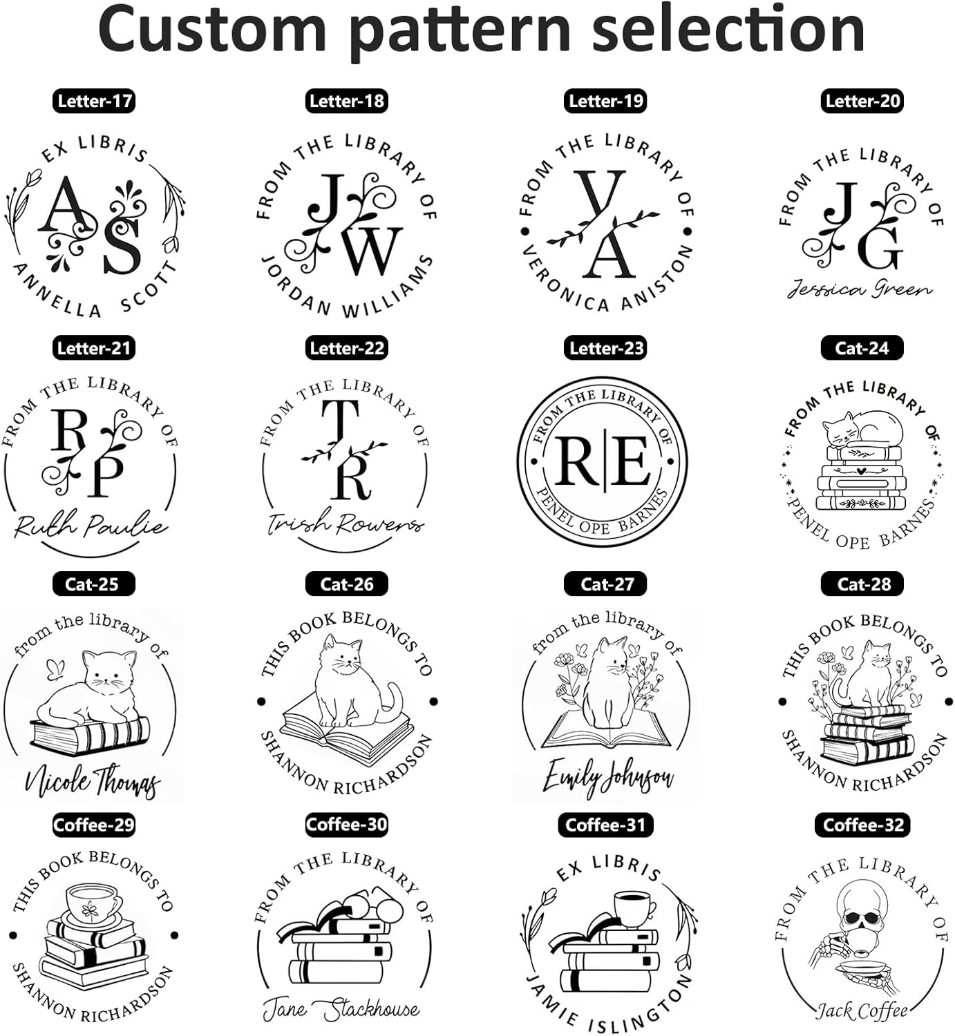 Book Embosser Personalized - Custom Library Embosser Stamp Gifts for Book Lovers, Readers, Teachers (Floral-02)