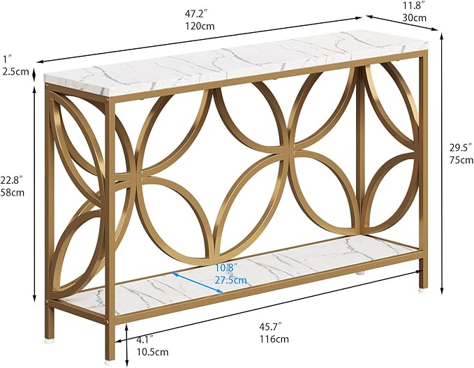 GiftGo Narrow Sofa Table 47.2 Inch, Industrial Sofa Table Behind Couch - Image 2