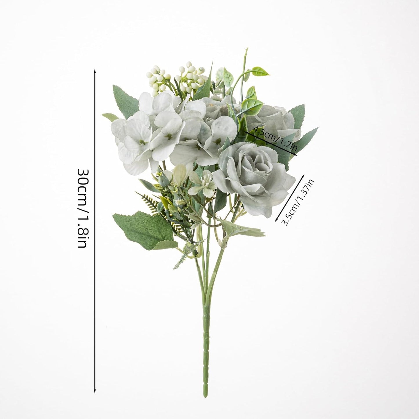 Artificial Flower 5 Branches Artificial Silk Fake Flowers Bouquet Small Roses for Wedding Home Office Tables Decor 2 Packs(Green)