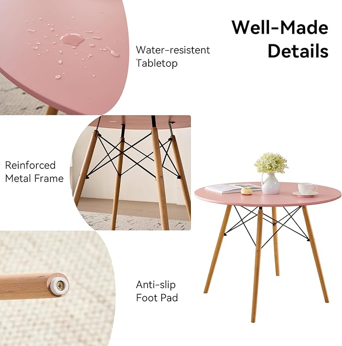 5-Piece Round Dining Table Set, Small 31.5" Kitchen Table Chairs Set of 4 Space - Image 6