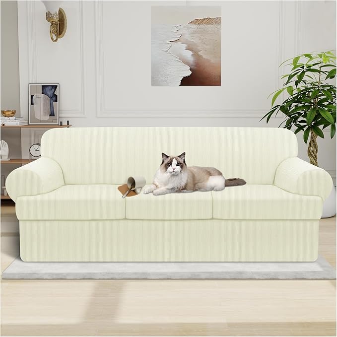 Waterproof Couch Cover 4-Piece Set Striped Sofa Slipcovers by Pfrstuv