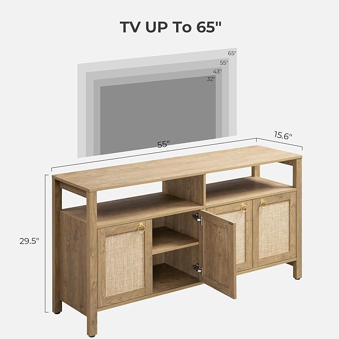 SICOTAS Rattan TV Stand for Television up to 120 Inch - Image 6