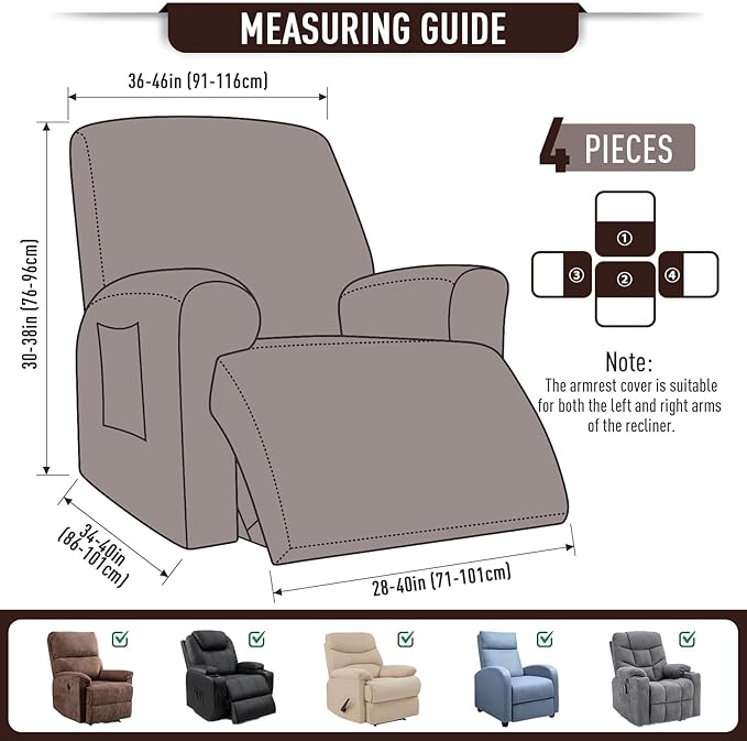 TAOCOCO Oversized Recliner Chair Covers, 1 Seater Streach Recliner Covers Soft - Image 4