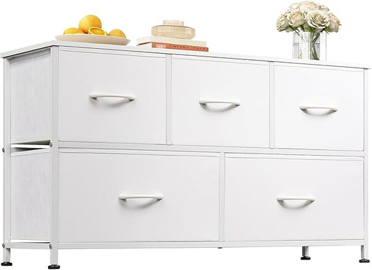 WLIVE Dresser for Bedroom with 5 Drawers, Wide Chest of Drawers, Fabric Dresser by WLIVE