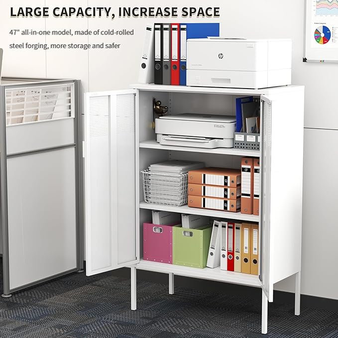 White Metal Storage Cabinet - Image 4