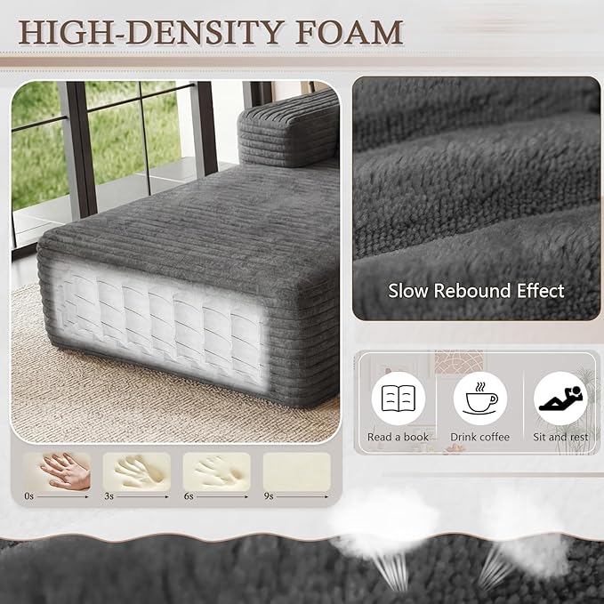 95" Cloud Sectional Couch U-Shaped Chaise - Image 4