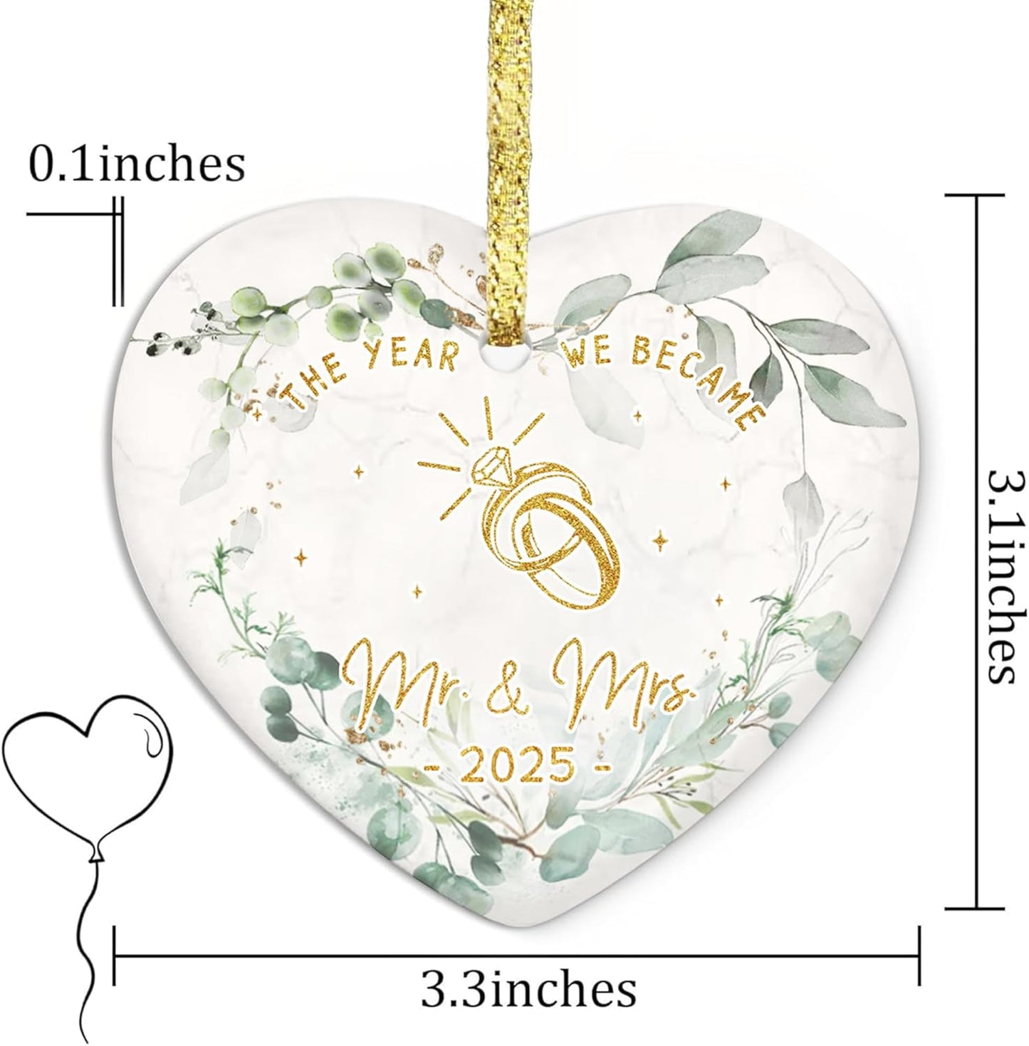 GOSSBY Wedding Ornament 2025 - The Year WE Became MR MRS - 2025 Wedding Gift for Couple - Bridal Shower, Newlywed, Just Married, Mr Mrs Gift for Bride Groom - 1st Married Couple Christmas Decor