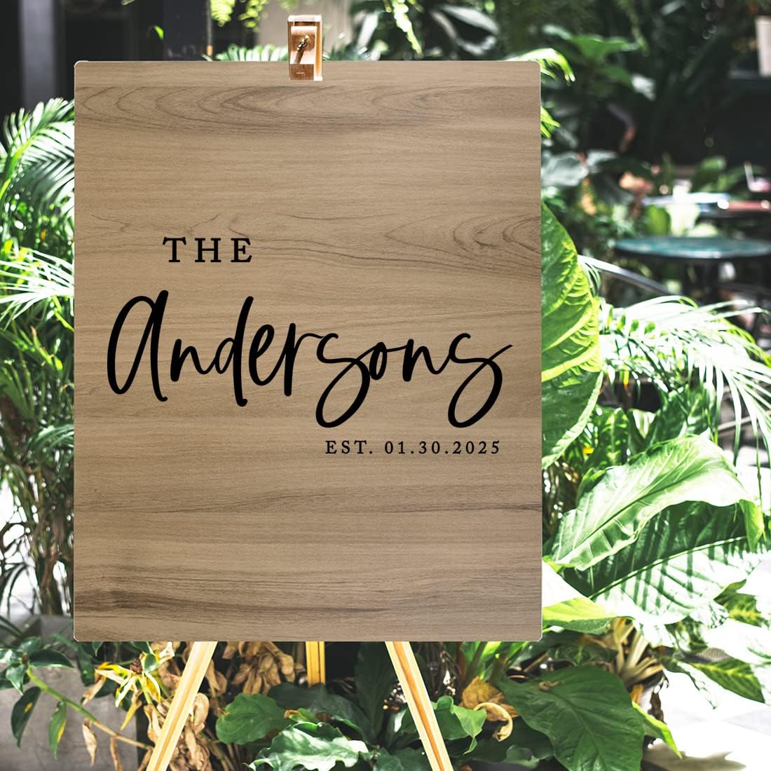 Andaz Press Large Wooden Welcome Sign for Wedding Rustic Welcome Sign 16" x 20" Custom Last Name & EST. Date Fall Wedding Signage English Oak MDF Wood Finish Wedding Reception Indoor Outdoor Signs