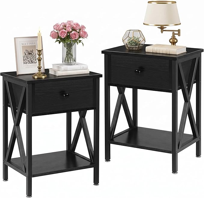 VECELO Nightstands Set of 2, Modern Bedside End Tables, Night Stands by VECELO