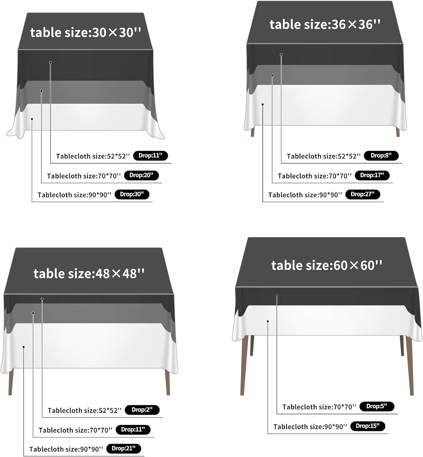 Cupuamon Square Tablecloth 52x52 inch Washable Polyester Fabric Table Cloth for Wedding Party Dining Banquet Decoration（52x52,Blue Mist）