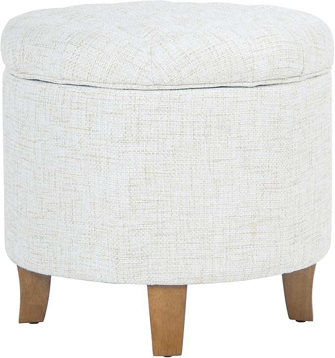 Homepop Home Decor | Upholstered Round Tufted Foot Rest Ottoman | Ottoman - Image 11