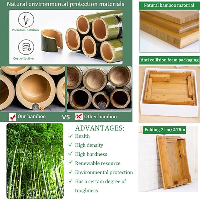 SH-tables Folding Bamboo Desk, Japanese-Style Square Table, Various Sizes - Image 5