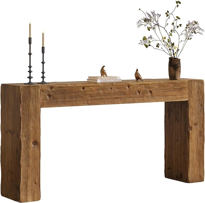 Solid Wood Console Table, 63-Inch Farmhouse Sofa Table Behind Couch - Image 9