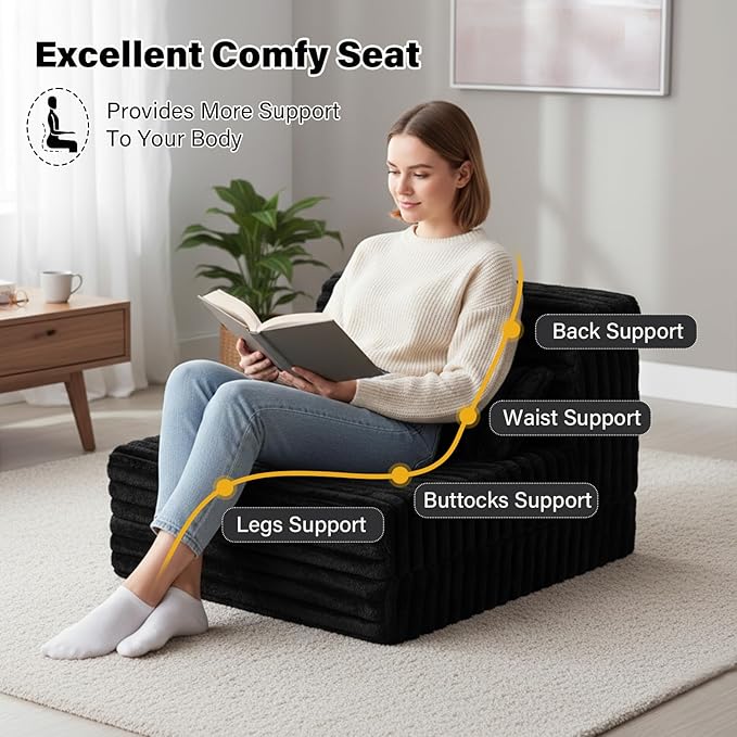 Tiita Folding Sofa Bed Single Size, Convertible Sleeper Chair Mattress - Image 3