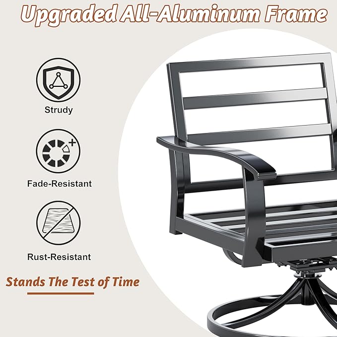 HOMREST Patio Furniture Sets 7 PCS Outdoor Metal Conversation Sets, 360 Degree - Image 9