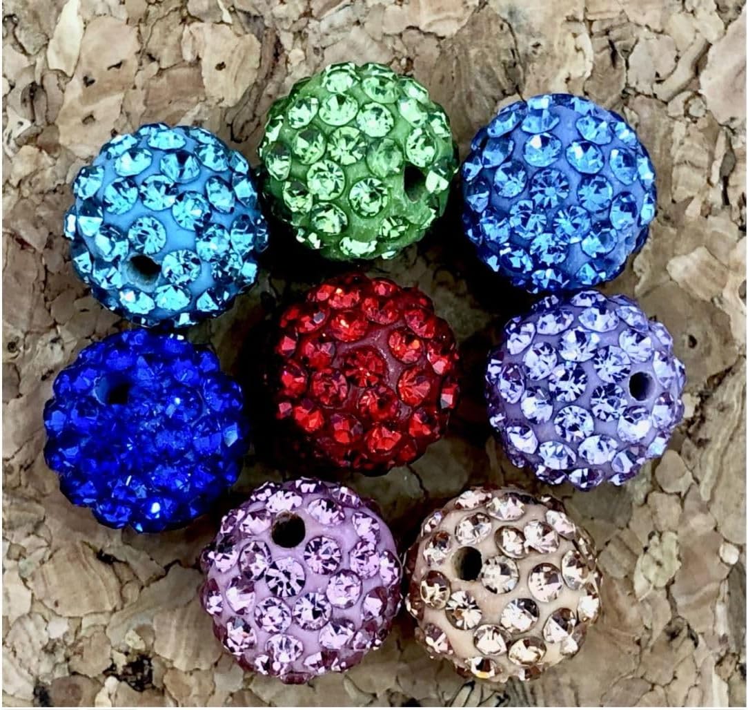 25pcs Adabele Grade A Suncatcher Crystal Rhinestone Pave Loose Beads 10mm Clear White Polymer Clay Disco Ball Spacers Compatible with Shamballa All Craft Jewelry Making DB10-1