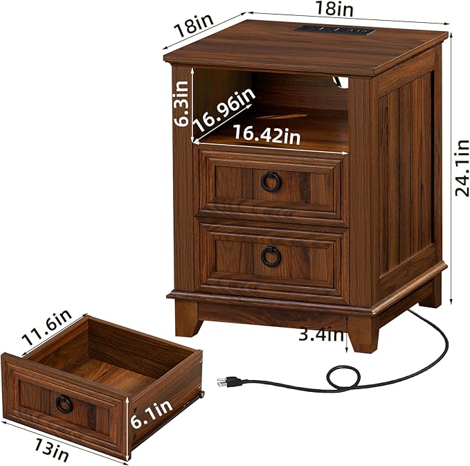 Joaxswe 18" Farmhouse Night Stands Set of 2 - Image 3