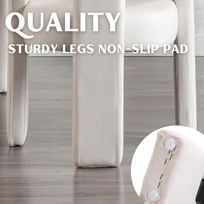 RIVOVA Modern Barrel Dining Chair, Linen Upholstered Accent Side Chair - Image 6