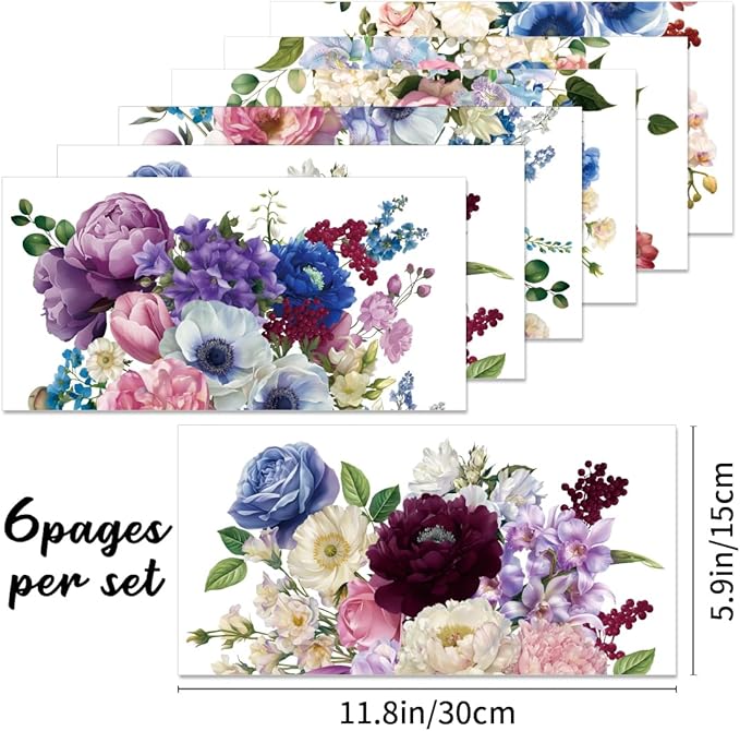 6 Sheets Watercolor Flower Rub on Transfers - Image 2