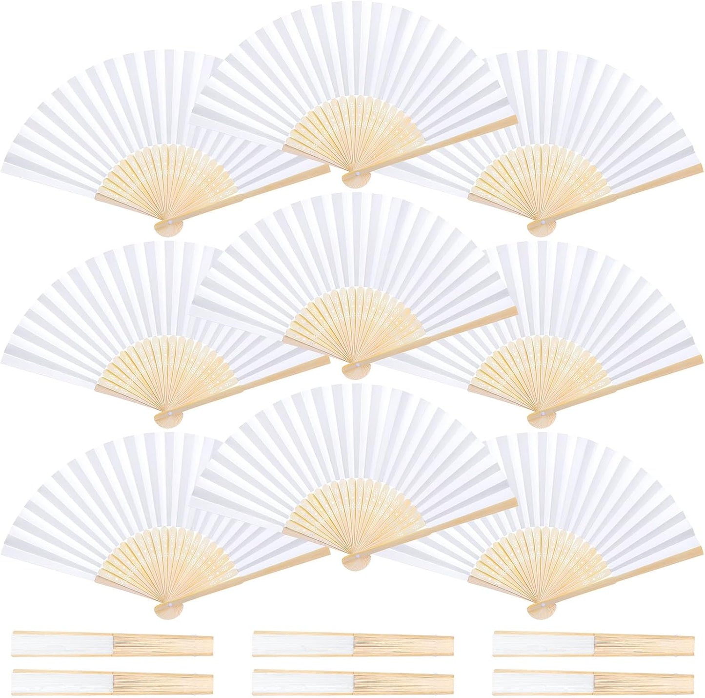 DomeStar 15 Pcs White Paper Fans Handheld – 8.3 Inch Foldable Hand Fan, Folding Fans Handheld for Women, Paper Fan for Wedding Guests, Bridal & Baby Shower Favors, Party Decorations