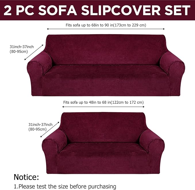 Peryiter 2 Pcs Sofa Covers Couch and Loveseat Covers Set Stretch Sofa Slipcover - Image 2