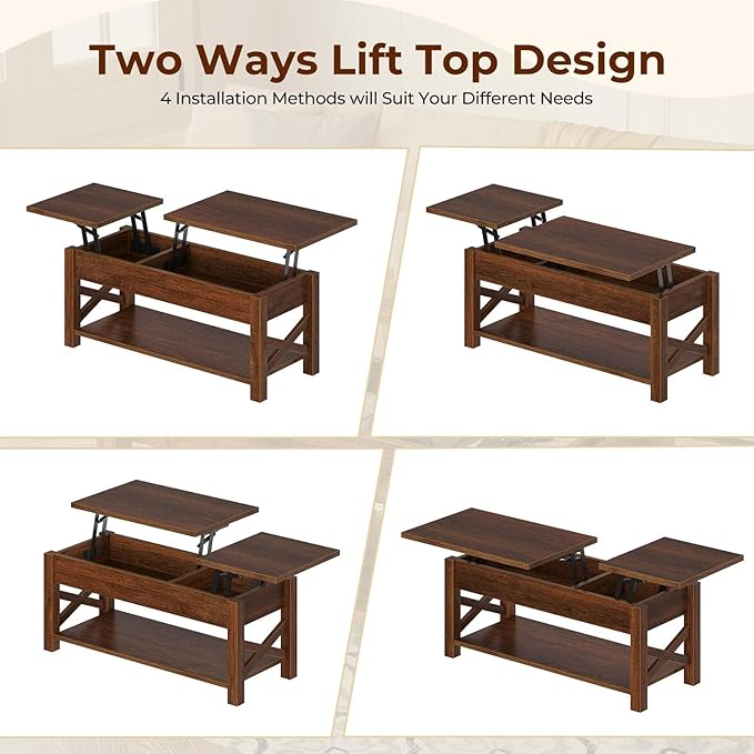 Rolanstar Coffee Table, 47.2" Lift Top - Image 6