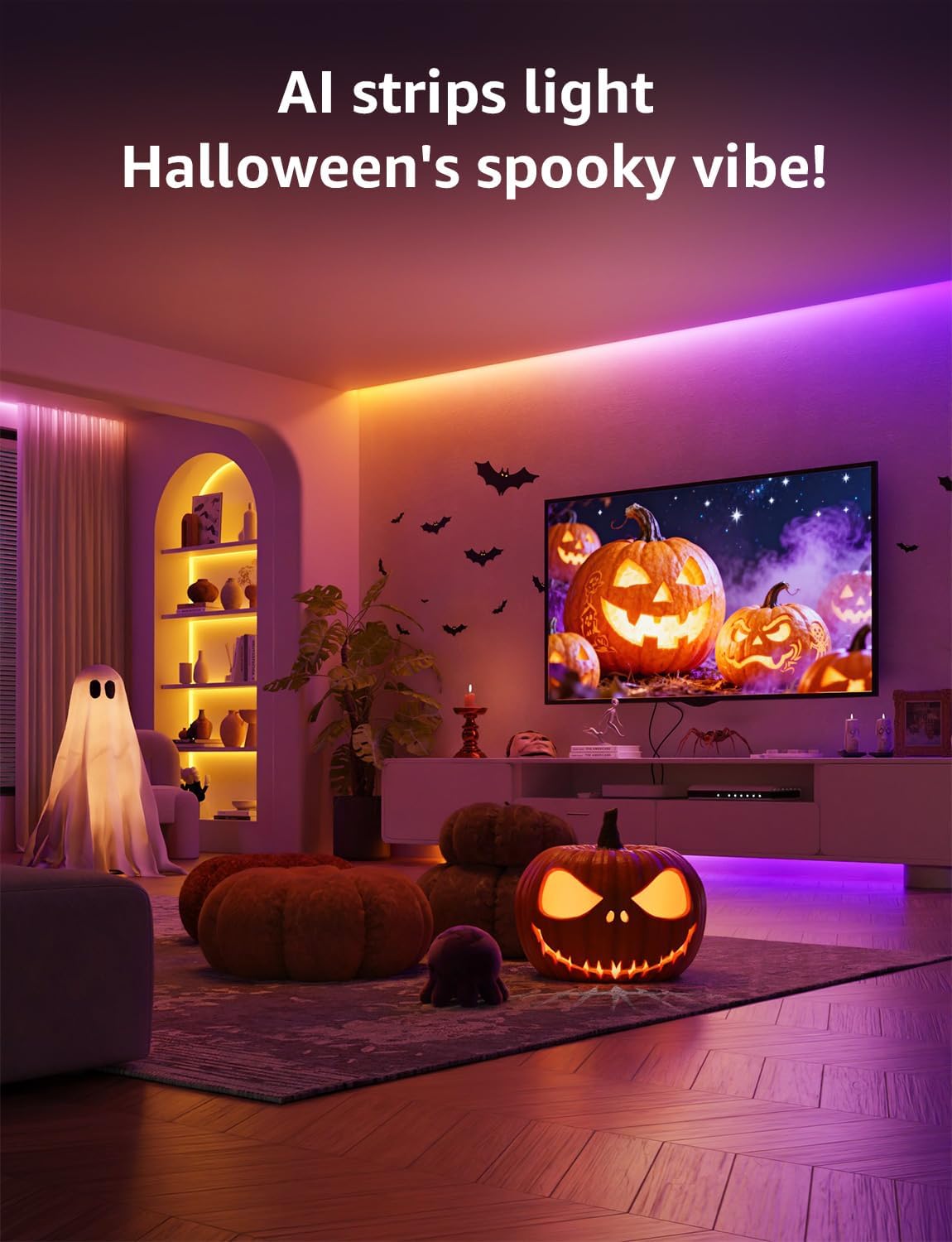 Lepro S1 AI LED Strip Lights for Bedroom - 32.8ft Smart RGB Light Strips with IC and Rainbow Chasing Effects, Color Segment DIY, AI Generated Lighting, No Remote, 2.4G Wi-Fi & Bluetooth