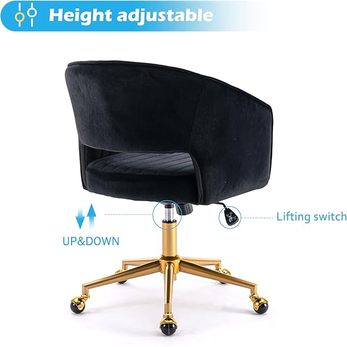 Home Office Chair Swivel Velvet Desk Chair Accent Armchair Upholstered Modern - Image 4