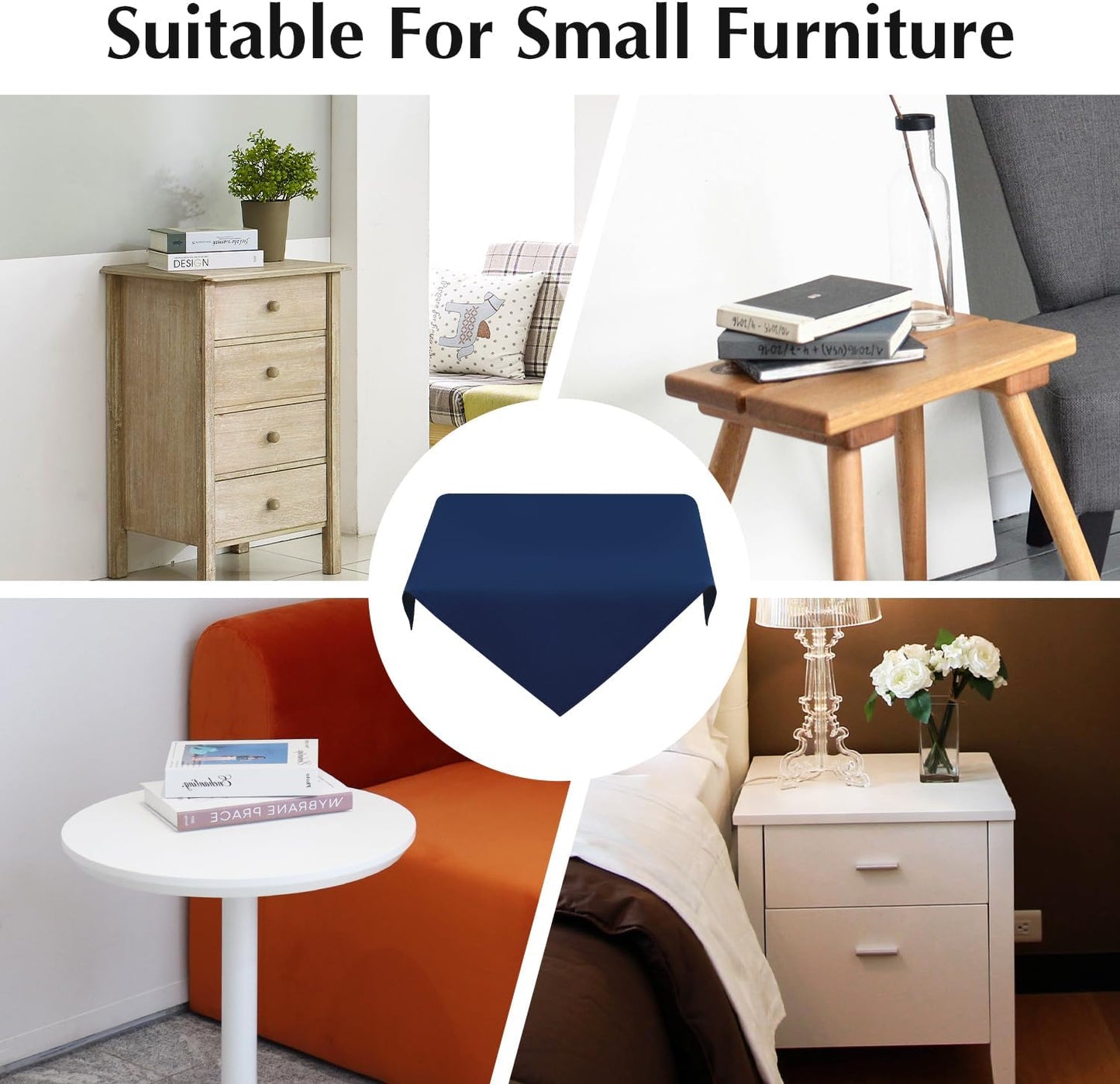 2 Pack Small Square Navy Polyester Tablecloth 24X24 Inch for End Table, Coffee Table, Nightstand