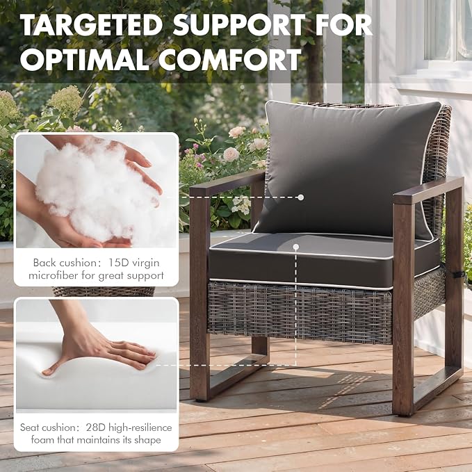 MIULEE Dark Grey Outdoor Seat Cushion 22x22 Inch Waterproof & 3 Year Fade - Image 6