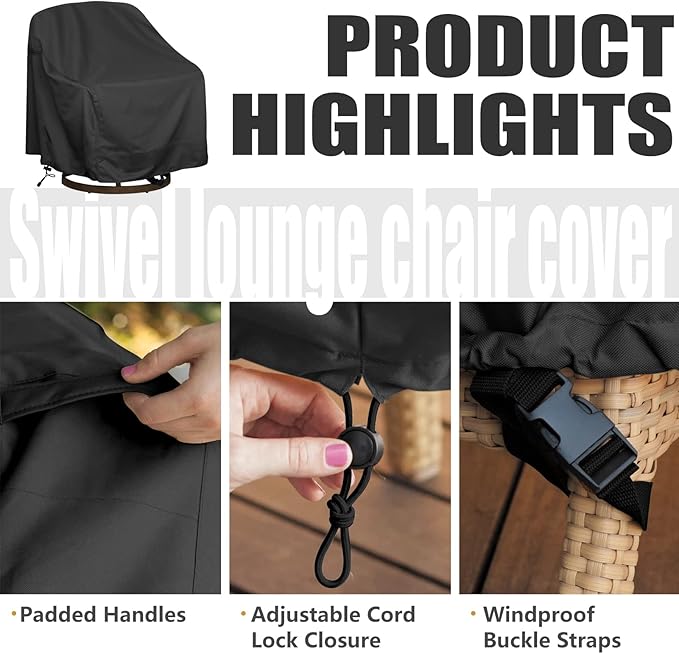 Outdoor Swivel Lounge Chair Cover 4 Pack, Waterproof Heavy Duty Outdoor Chair - Image 3