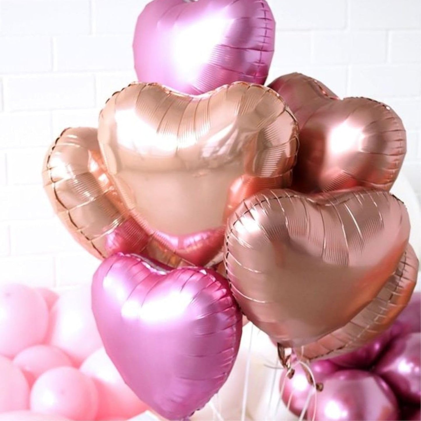 12 Pcs Heart Balloons, 18 inch Rose Gold Heart Shaped Balloons, Big Foil Helium Balloon, Love Balloon for Wedding Baby Shower Anniversary Backdrop Valentine Party Decorations