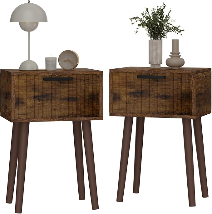 YMYNY Fluted Nightstand Set of 2, Small End Table, Modern Coffee Table by High-qualityhomefurnishing