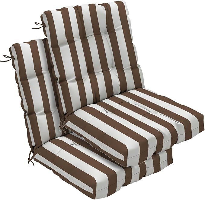 Outdoor Chair Cushions Set of 2, High Back Soft Seat Pad, Indoor Outside Use by zanwuhwyd