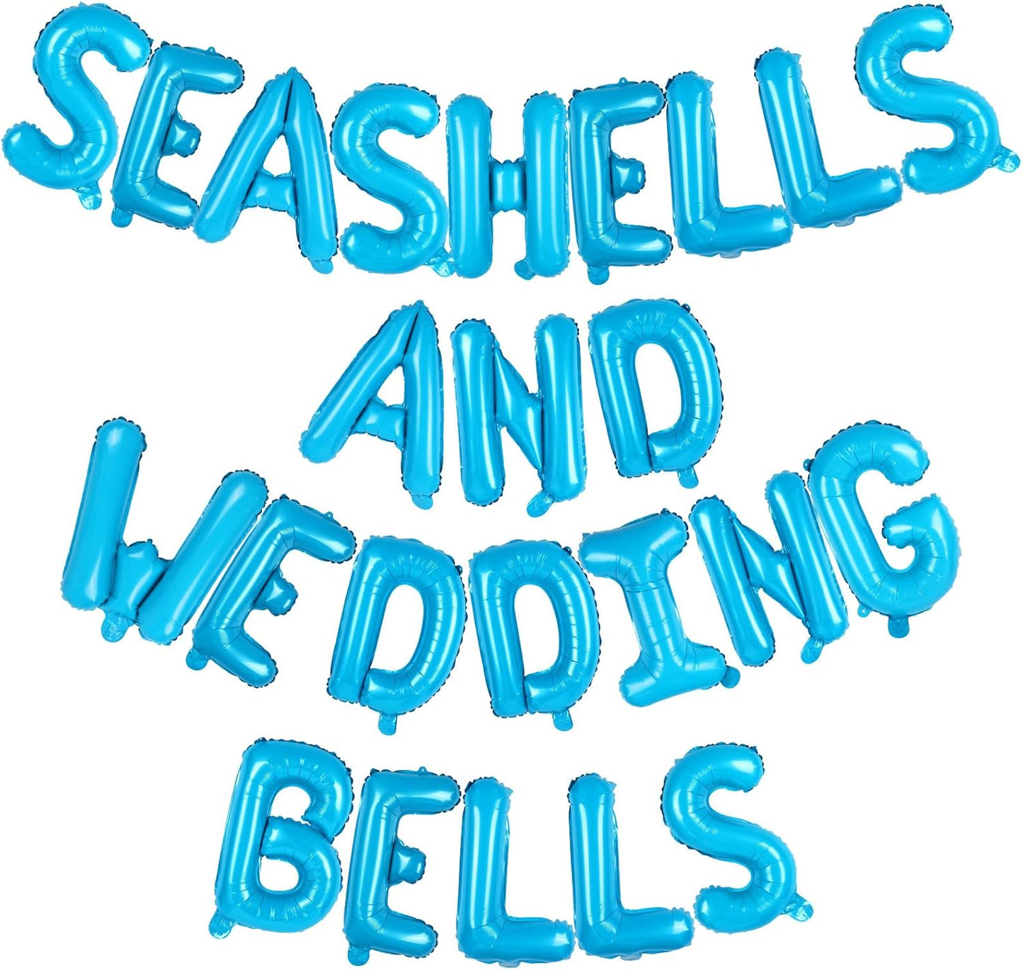 Seashells and Wedding Bells Balloon Banner Bachelorette Party Decorations Blue Alphabet Letter Foil Balloons with Straw for Beach Last Toast on the Coast Bridal Shower Decorations