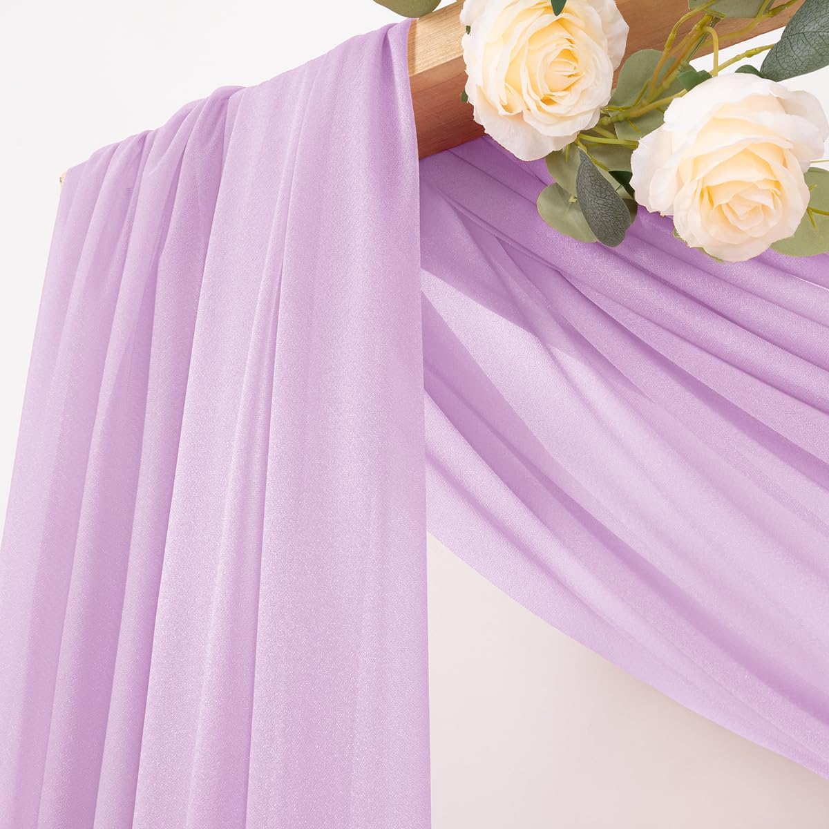 MLMC Lilac Purple Wedding Arch Draping Fabric 1 Panel 29" x 20 FT Extra Long Lavender Gauze Drapes Sheer Backdrop Curtains 6.6 Yards Outdoor Drapery Panels for Wedding Birthday Party Decoration