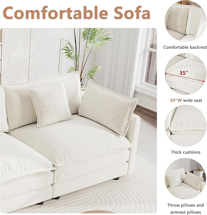 mikibama Modular Sectional Sofa, 111.5 Inch U Shaped Couch Set - Image 3