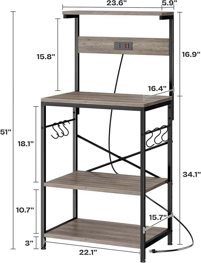 SUPERJARE Kitchen Bakers Rack - Image 7