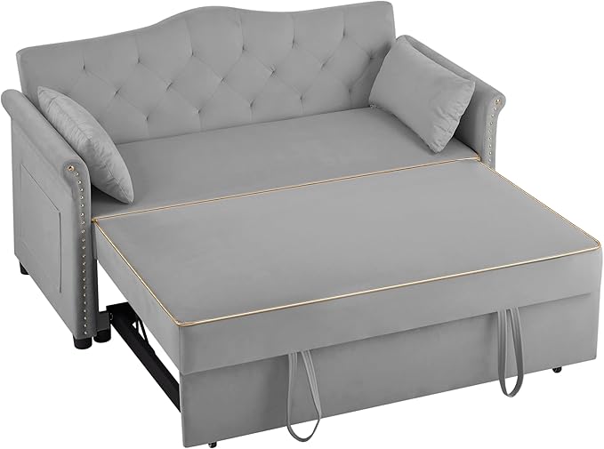 hansones 65'' 3-in-1 Folding Sofa Bed – Queen Size Pullout, Modern Chenille - Image 6