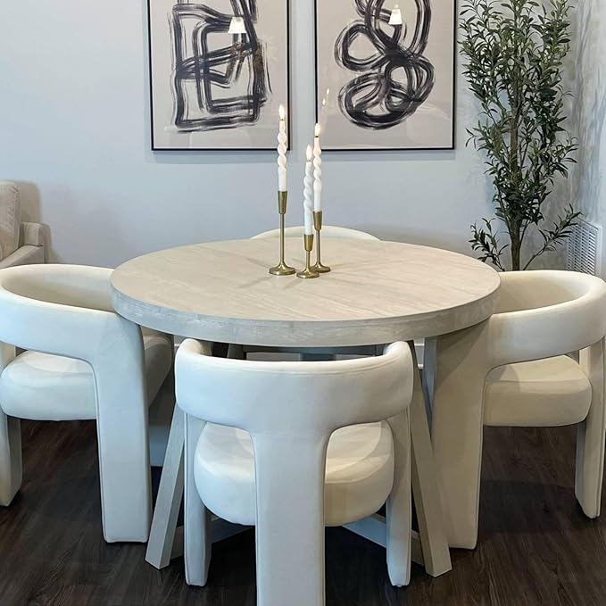 VESCASA Linen Barrel Dining Chair - Image 3