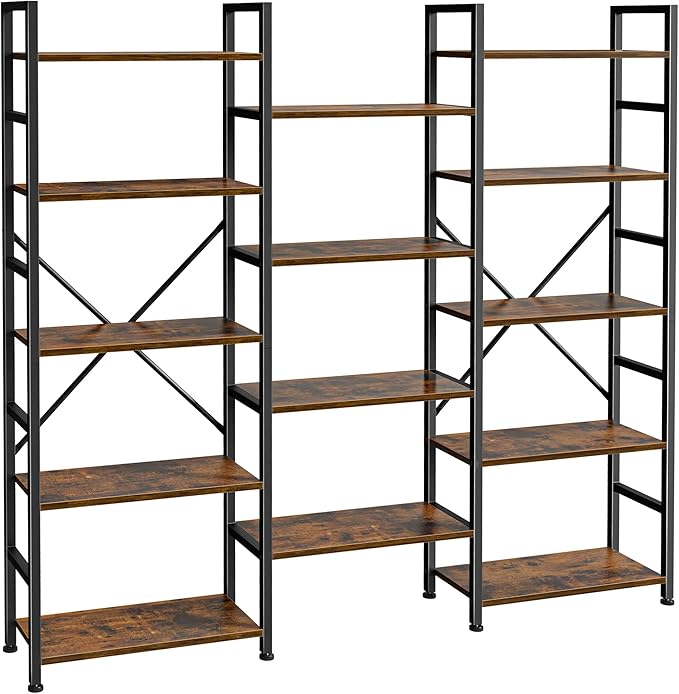 SUPERJARE Triple Bookshelf, Bookcase by SUPERJARE