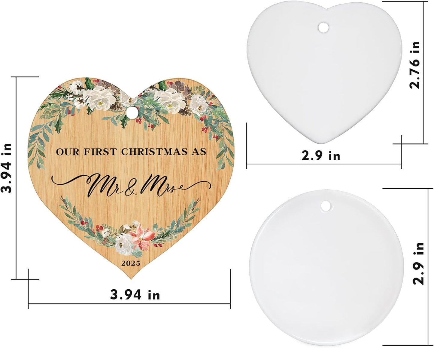 2025 First Christmas Married Ornament,First Year as Mr and Mrs Christmas Hanging Ornament Wedding Decoration for Couple