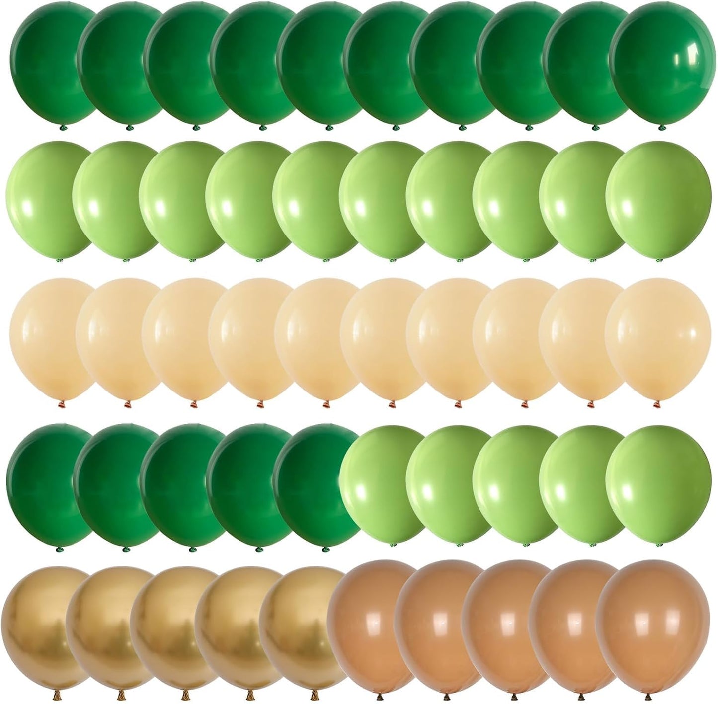 Sage Green Brown Balloons, 60PCS Green Brown Beige Jungle Safari Wild Woodland Balloon, Retro Green Metallic Gold Coffee Apricot Balloons for Boy First Birthday Baby Shower Wedding Party Decorations