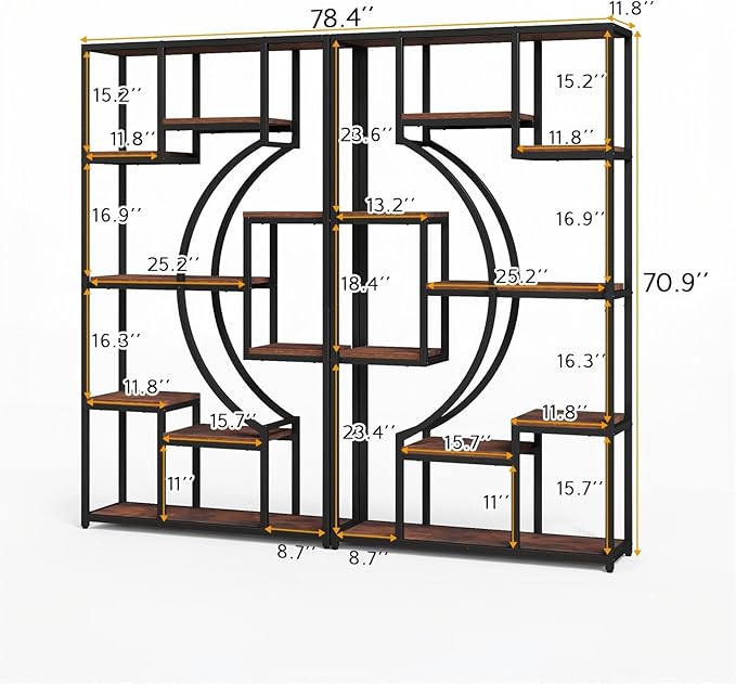 HolliWill 70.8" Tall Bookshelf Set of 2, Etagere Bookcase - Image 2