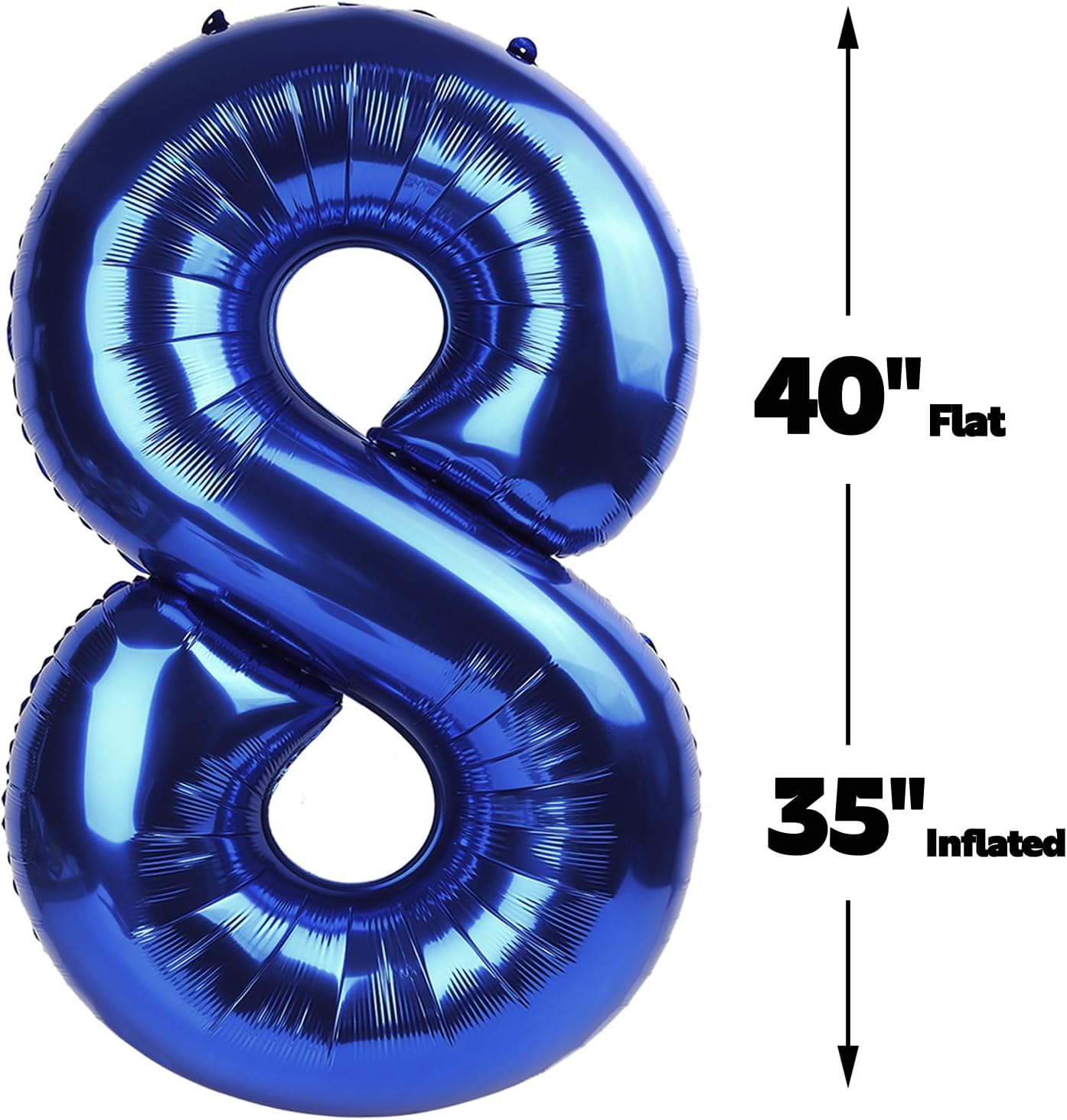Helium Foil Night Blue Number 8 Balloon 40 Inch, Mylar Eight Numbers 8 18 28 38 48 58 80 88 Birthday Balloons, Night Blue Women Men Anniversary Graduations Party Supplies