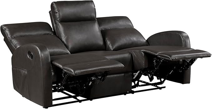 Lexicon Manual Reclining Sofa, Faux Leather Recliner Sofa, Wall Hugger - Image 10
