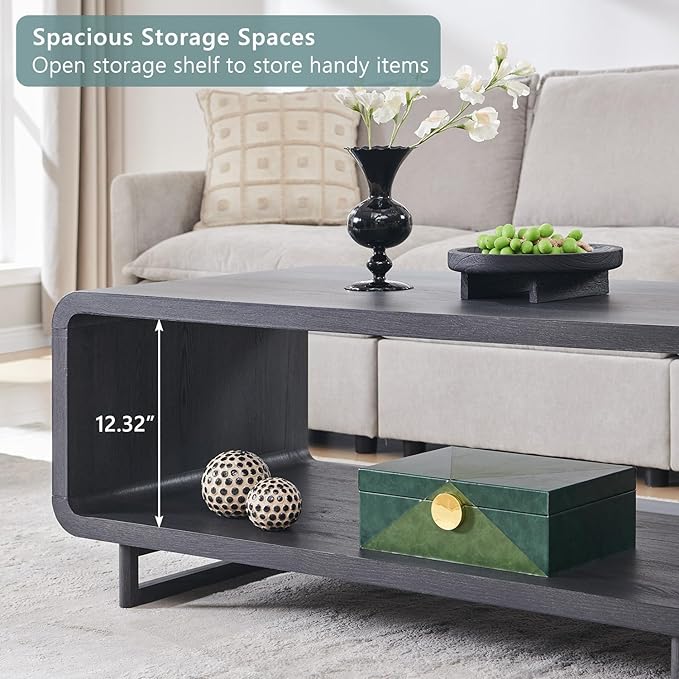 IFGET 48" Modern Coffee Table, 2-Tier Minimalist Center Table - Image 4